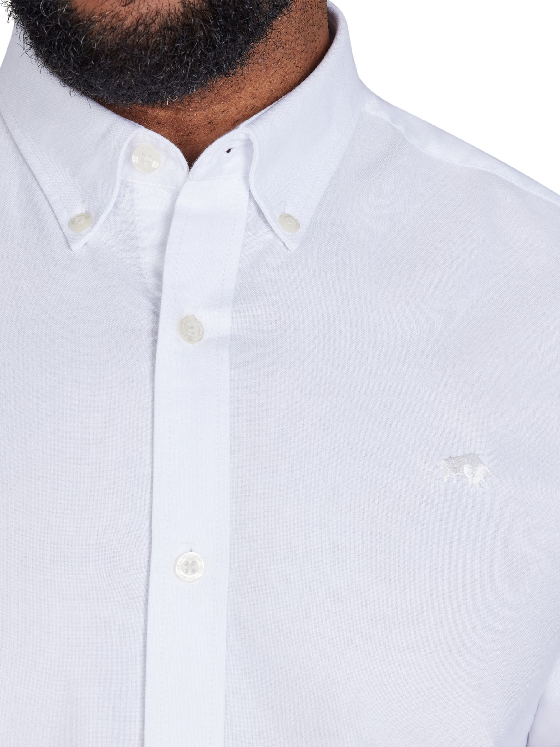 Wit - Raging Bull Long Sleeve Classic 100% Cotton Oxford White Shirt
