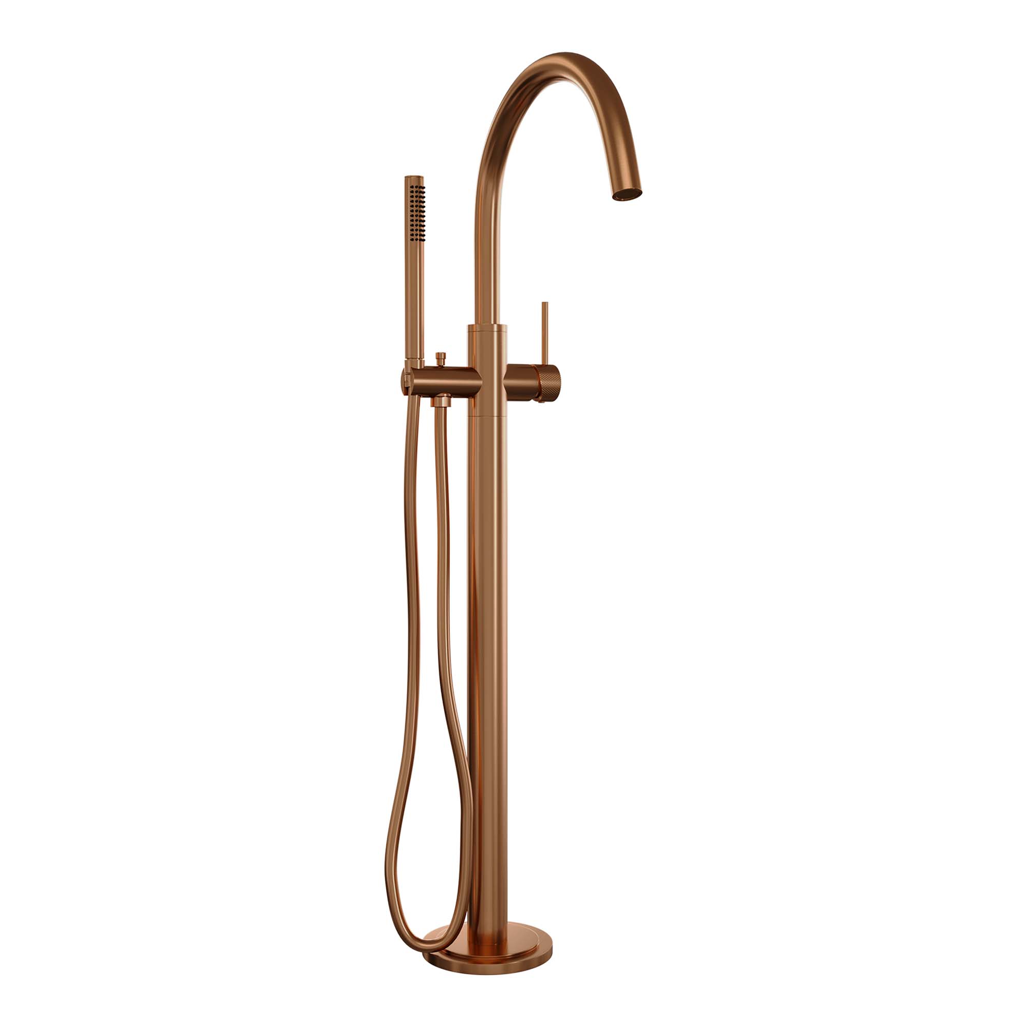 Brauer Copper Carving vrijstaande badmengkraan met staafhanddouche geborsteld koper PVD