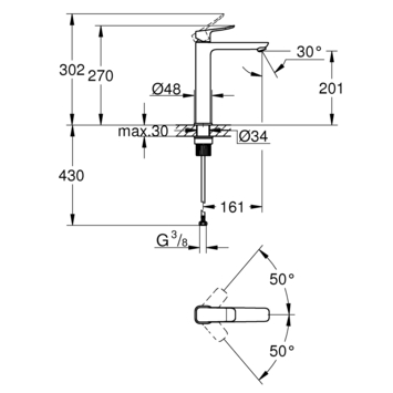 Grohe Dice wastafelmengkraan XL-Size Mat Zwart