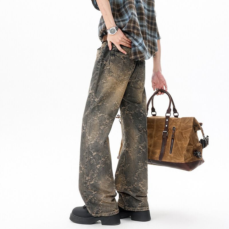 Sheck - Mid Rise Washed Distressed Straight Leg Jeans (diverse designs)