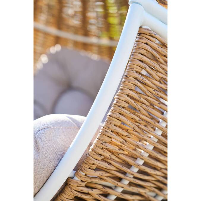 Fauteuil oeuf suspendu ORBIANA Taupe & Blanc