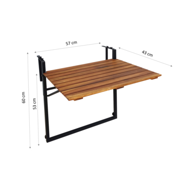 Wakefield balkontafel Valetta teak look metaal 57 x 43 cm
