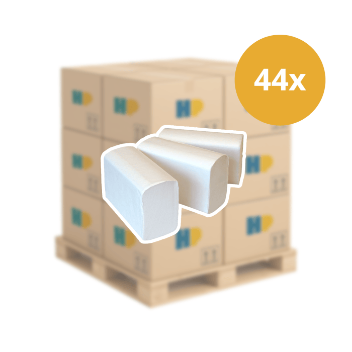 Pallet Multifold Papieren Handdoeken Multifold gevouwen 20.6x32cm Hoogwit 2lgs 3000st Pallet afname (6094028P)
