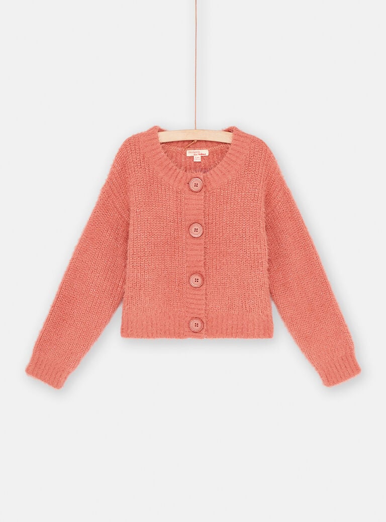 Cardigan terracotta à paillettes fille