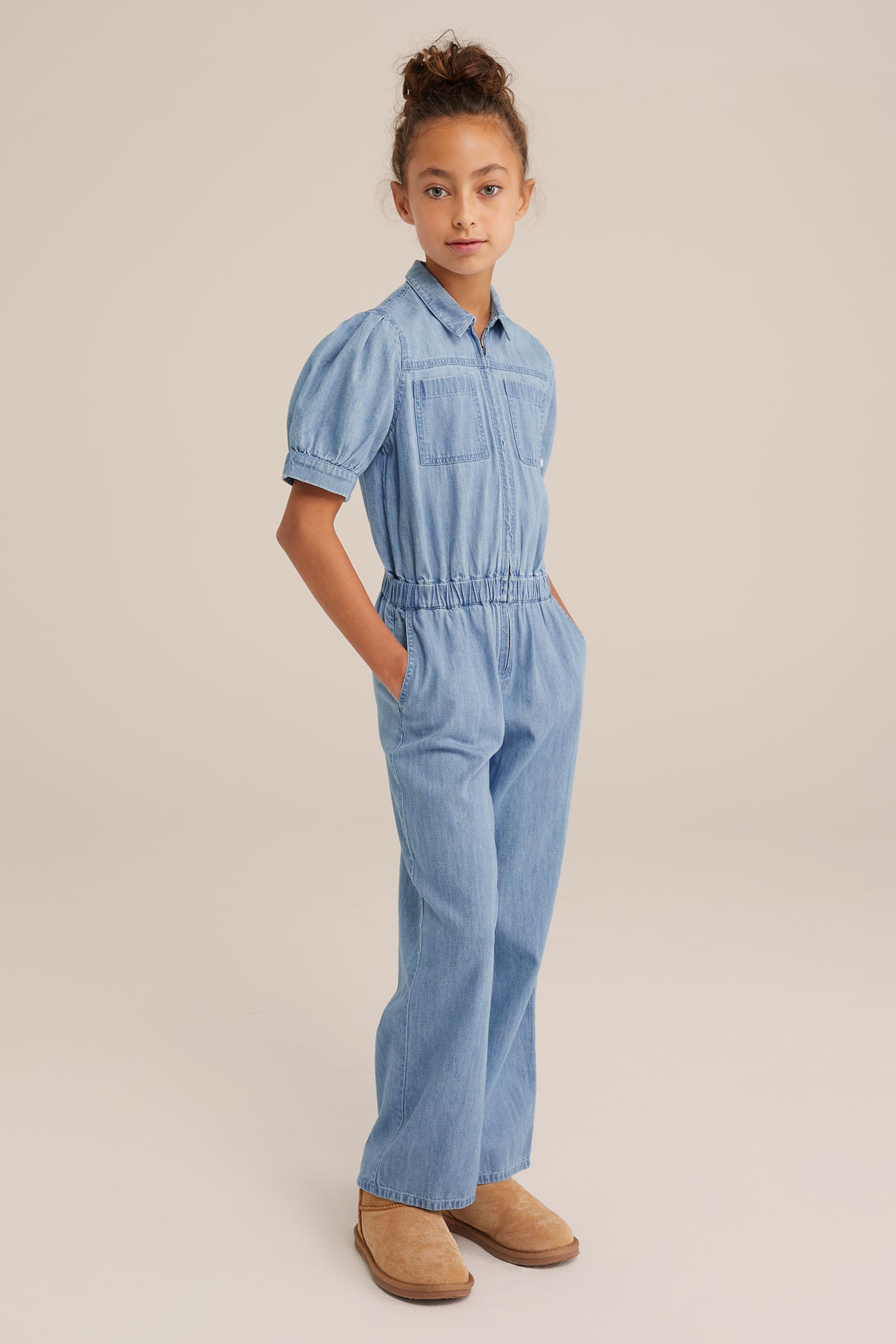 Meisjes denim jumpsuit Blue Ridge Lichtblauw