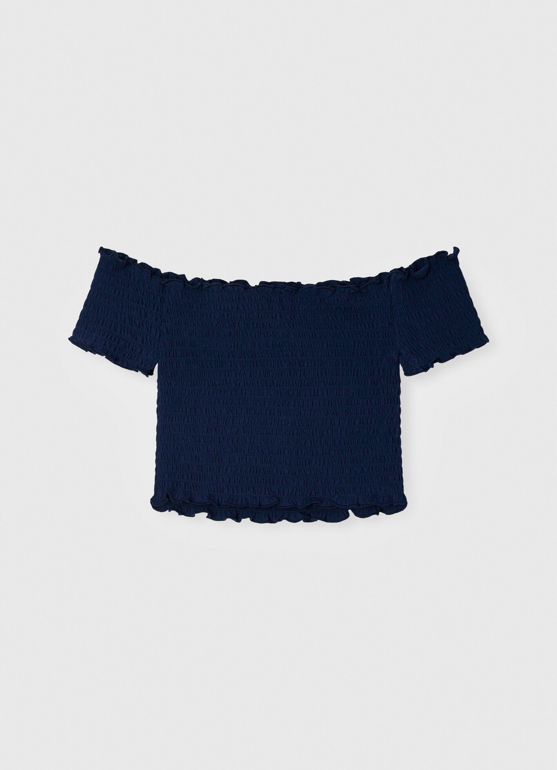 Blusa de manga curta com babados - azul dulwich