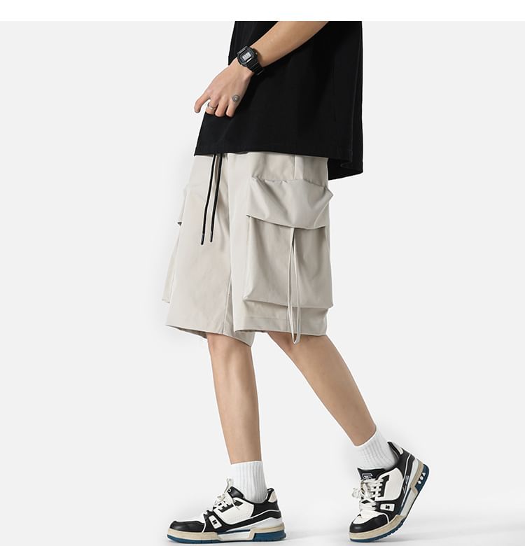 Cowpow - Mid Rise Plain Cargo Shorts