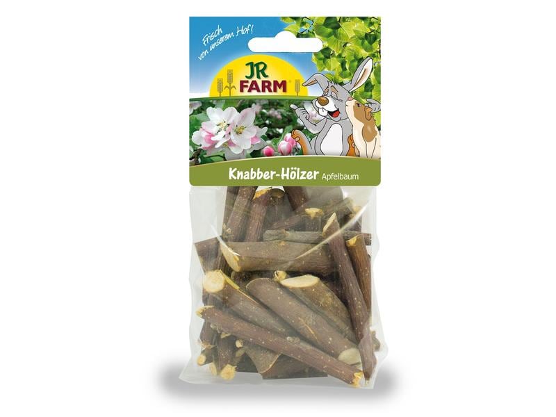 JR Farm Snack Natur Knabber Hölzer Apfelbaum, 100 g Einzelfuttermittel für alle Nager und Zwergkaninchen
