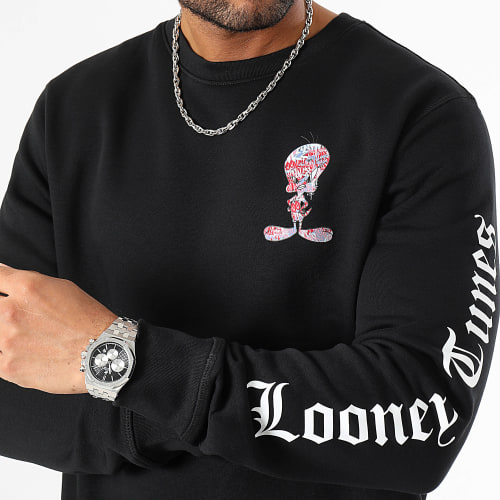 Sweat Crewneck Sleeves Tweety Graffiti Pink Noir