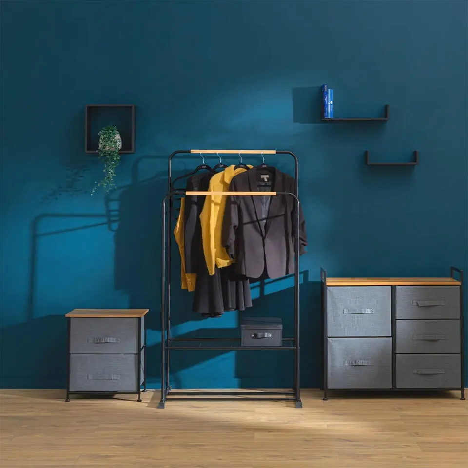 5Five Kledingrek - dubbele stang - metaal - 82 x 50 x 153 cm