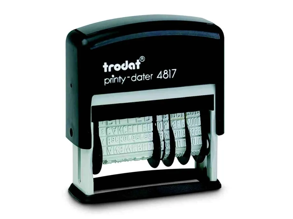 Trodat Printy 4817 - Stempel - selv-sværtende - sort - standardtekst, dato - 3.8 mm - 50 mm bredde