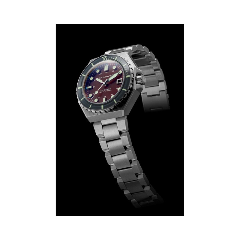 Montre homme automatique japonais Spinnaker - Bracelet acier inoxydable - 3 aiguilles avec date, lunette tournante