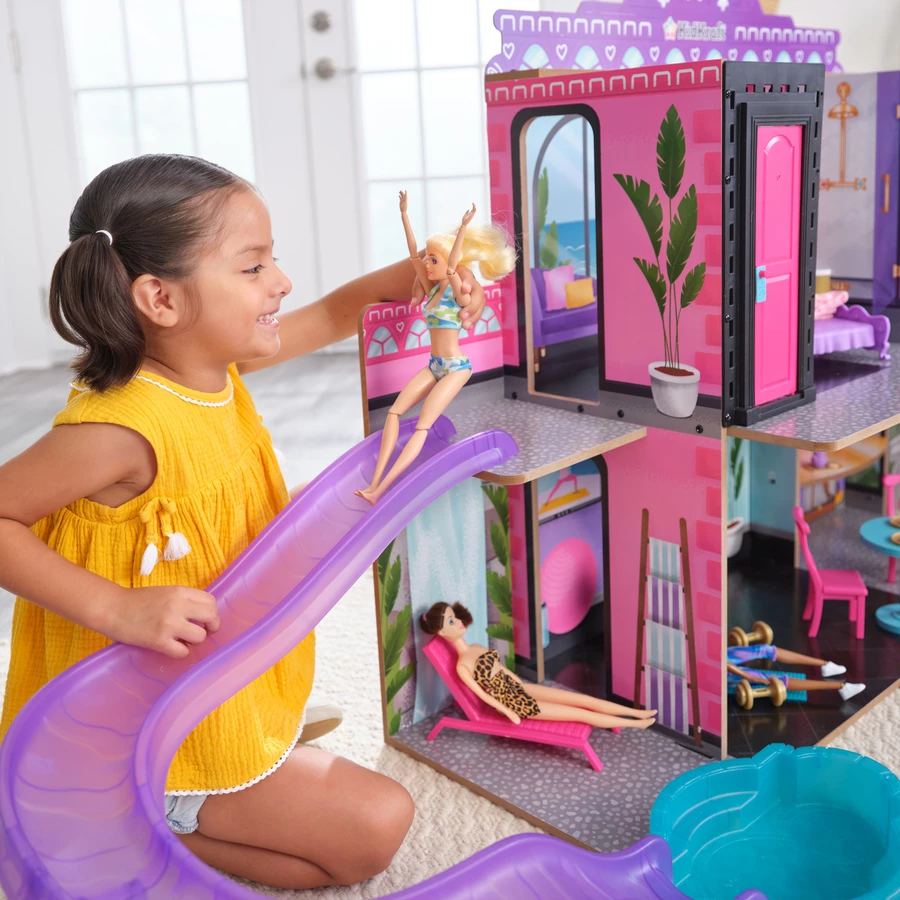 Kidkraft® Puppenhaus 2-in-1 Hotel und Waterslide
