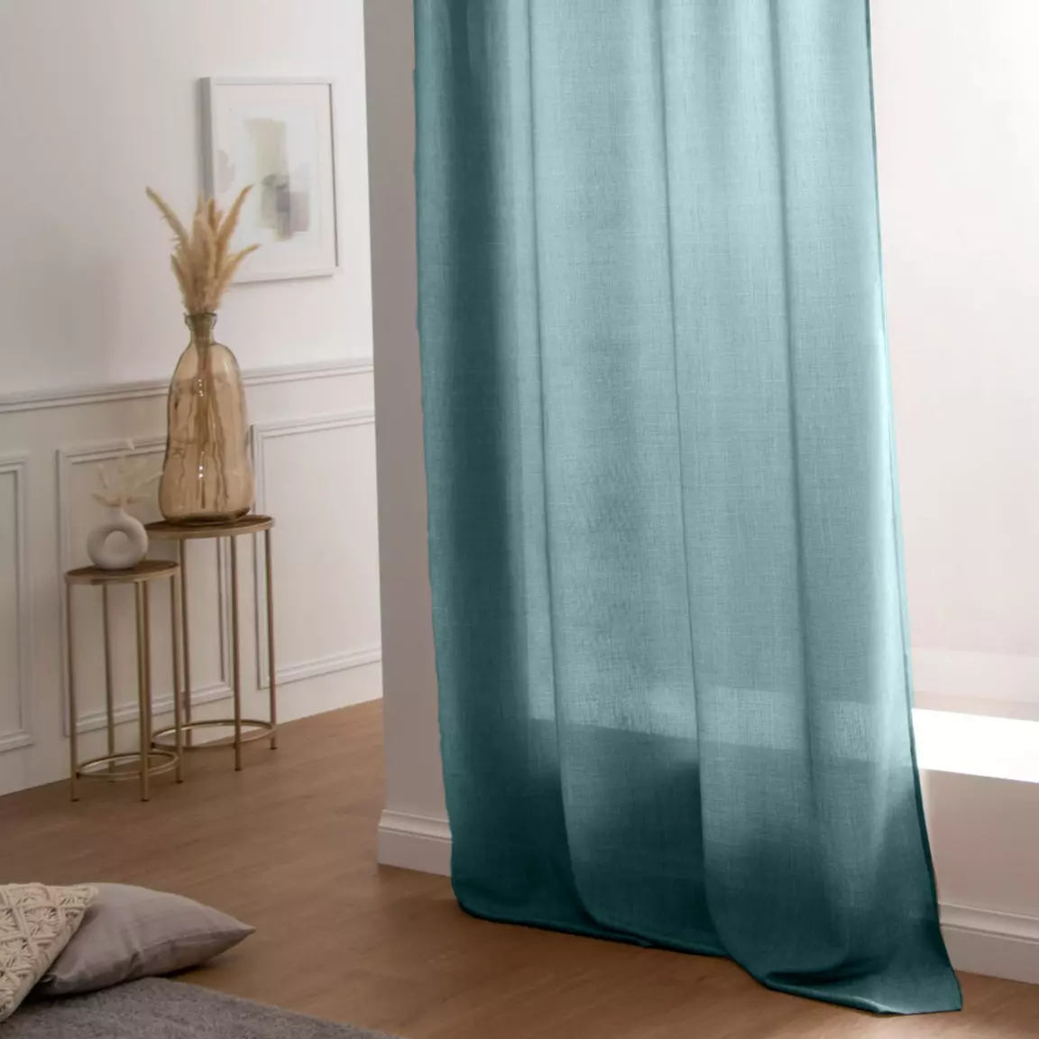 Rideau oeillets (140 x H260 cm) Béa Bleu canard