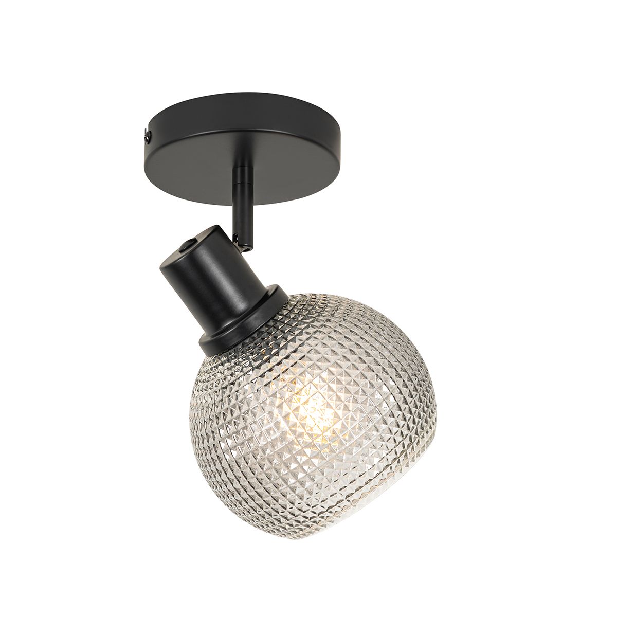 Design spot zwart met smoke glas - Chico