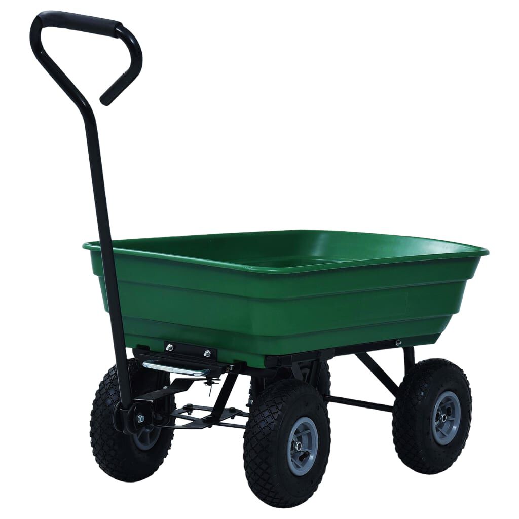 vidaXL Tuinwagen met kiepkar, 300 kg, 75 L, Groen