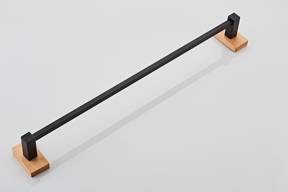 Saniclear Lumber handdoekhouder 60cm mat zwart walnoothout