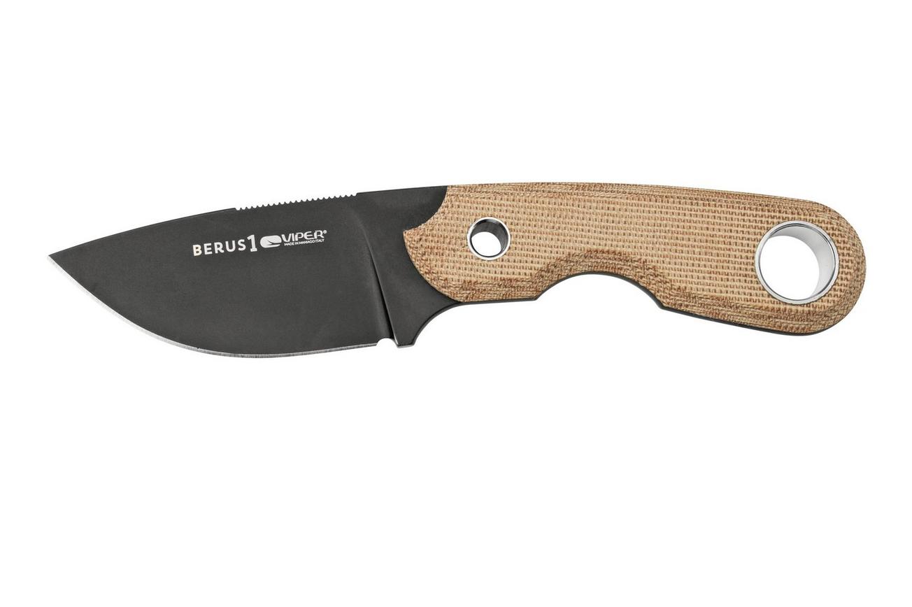 Viper Berus 1 VT4012DCN M390 PVD Black, Natural Canvas Micarta vaststaand mes, Rumici design