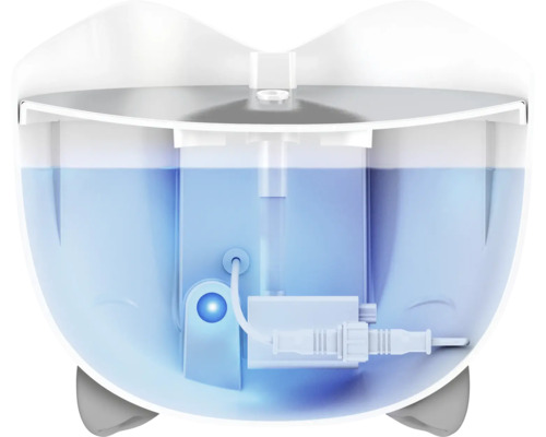 Catit Pixi Smart Drinkfontein, wit & grijs, 2 l, bestuurbaar en programmeerbaar via gratis app, met UVC-sterilisatie verwijdert tot 99% van de bacteriën en virussen, roestvrijstalen inzetstuk, kattenfontein