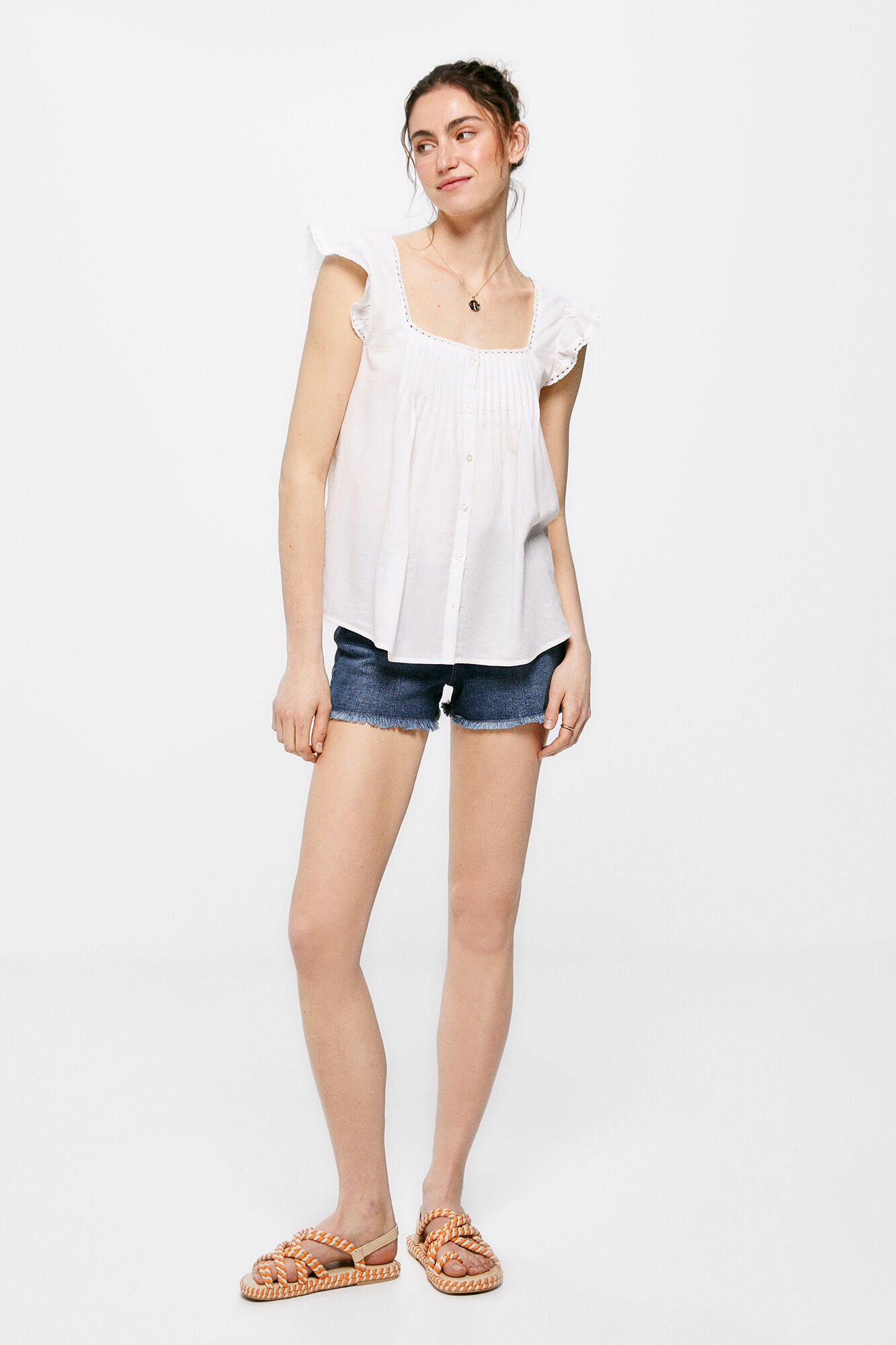 Blusa de renda de algodão - branca