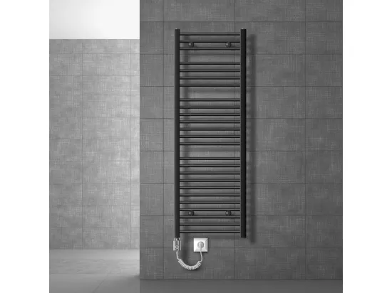 Radiateur Électrique Anthracite avec Elément Chauffant Chromé 1200W, 500 x 1500 mm