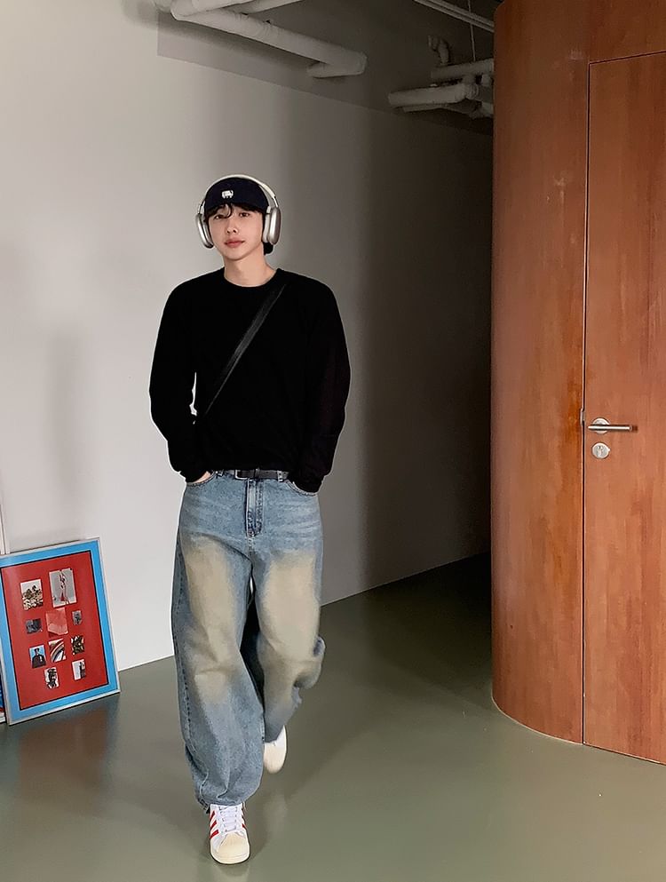 MRCYC - Mid Rise Washed Wide Leg Jeans