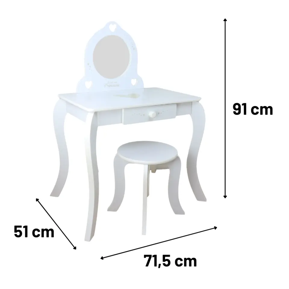 MISOU Make up Tafel voor Meisjes Kaptafel Kind met Kruk en Spiegel