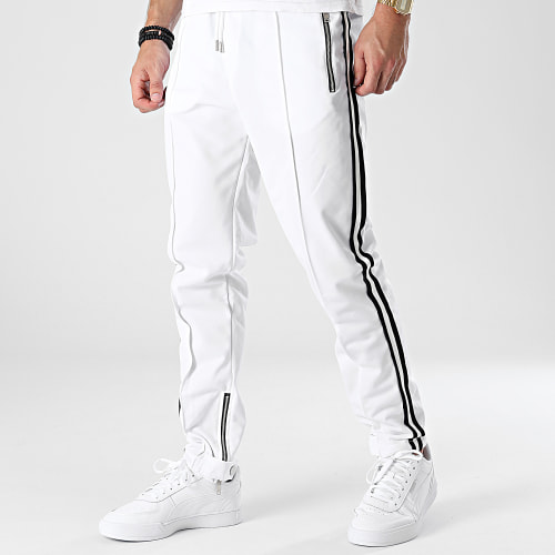 Pantalon Jogging A Bandes LL677 Blanc