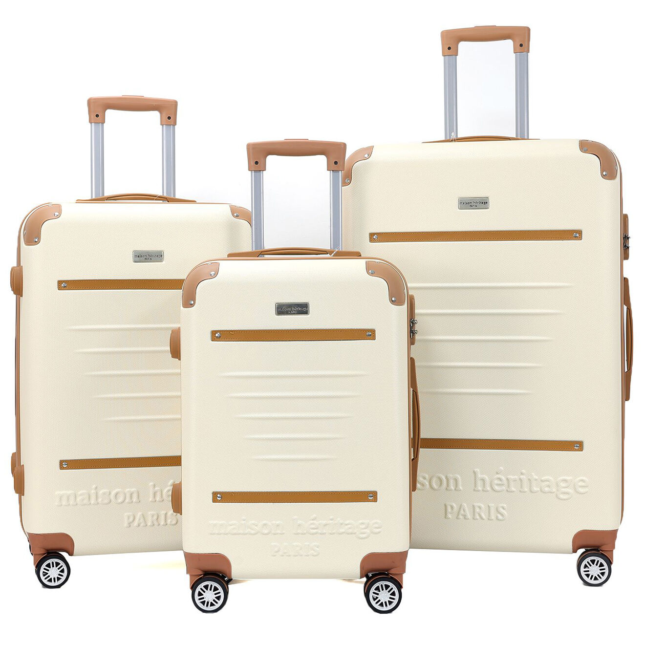 Maison Héritage 3 Valises 4 roues doubles Trocadéro 55/65/75 cm crème