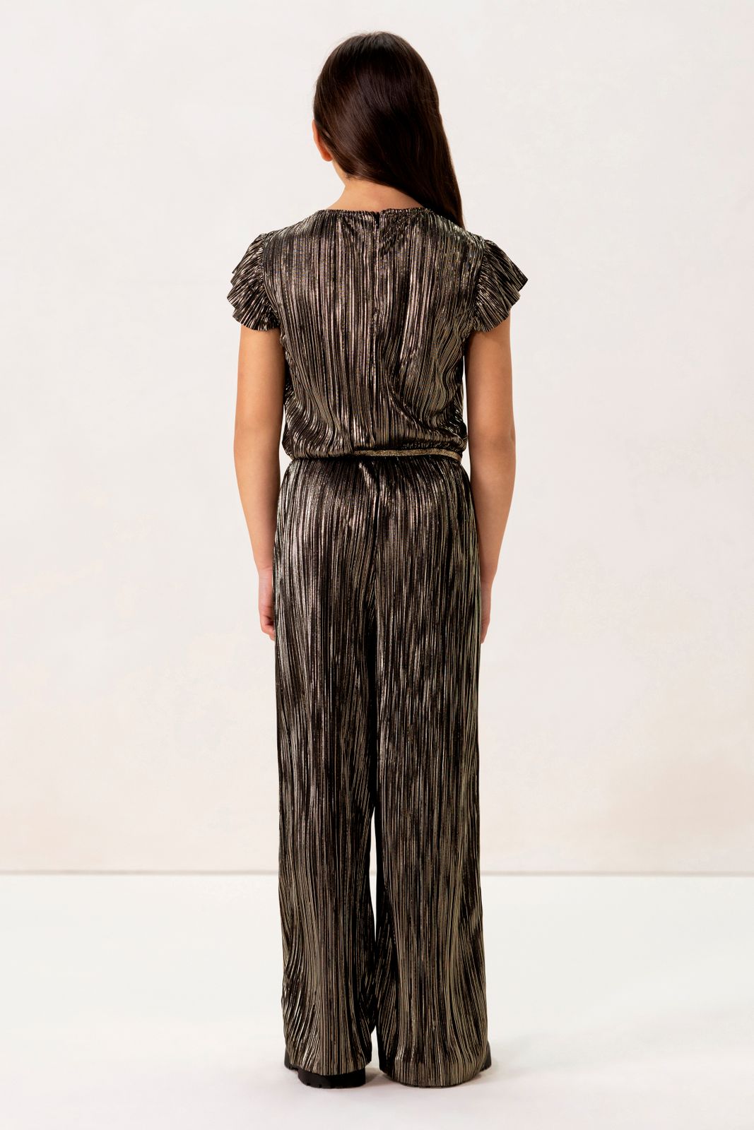 Goudkleurige plissé jumpsuit