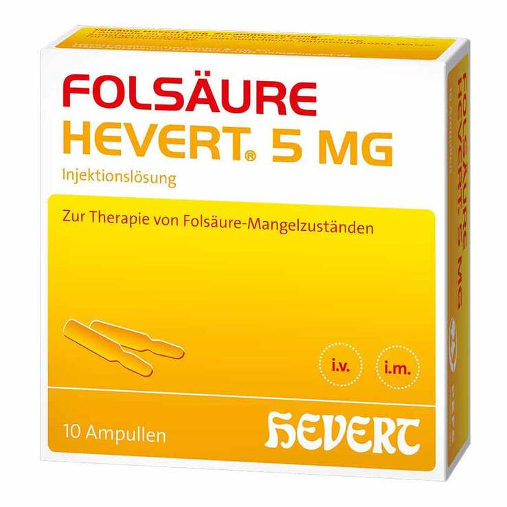 Folsäure Hevert 5 mg Ampullen, 10X2 ml