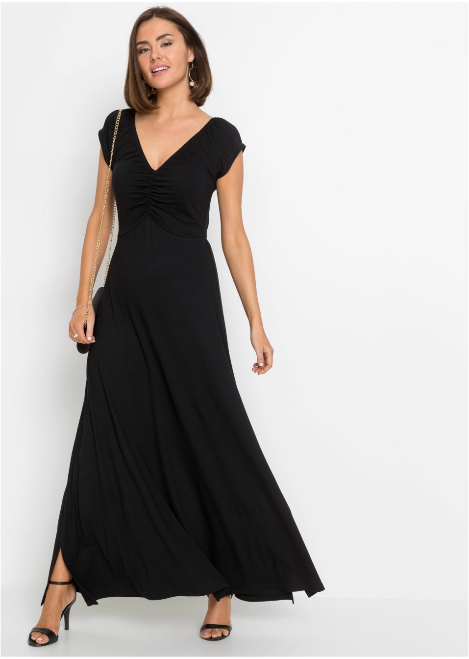 Robe longue à fronces
