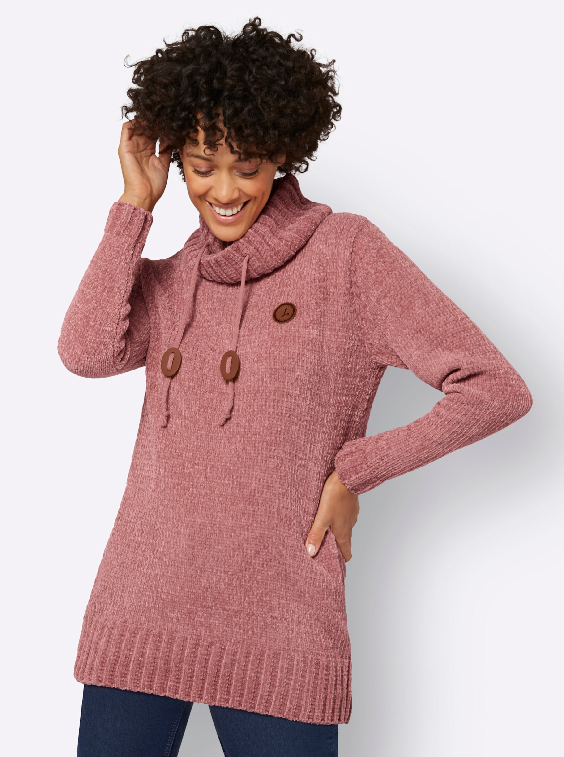 Longpullover in rosenholz