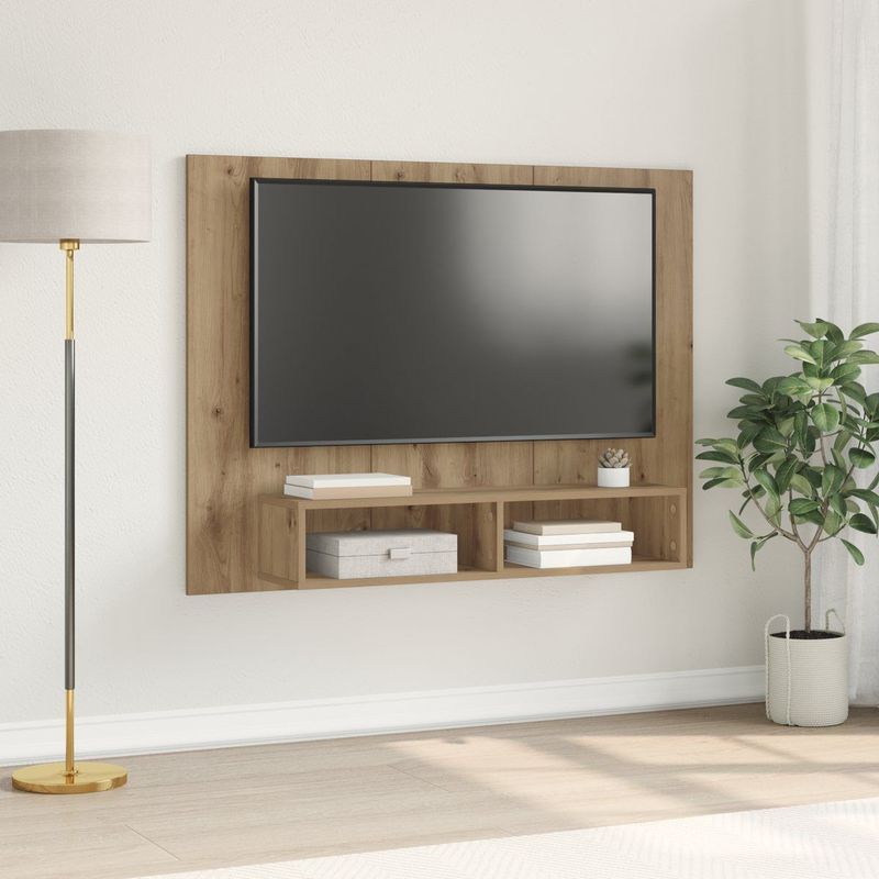 vidaXL Wand TV Kast - Ambachtelijk Eiken - Bewerkt Hout - 120 x 23.5 x 90 cm