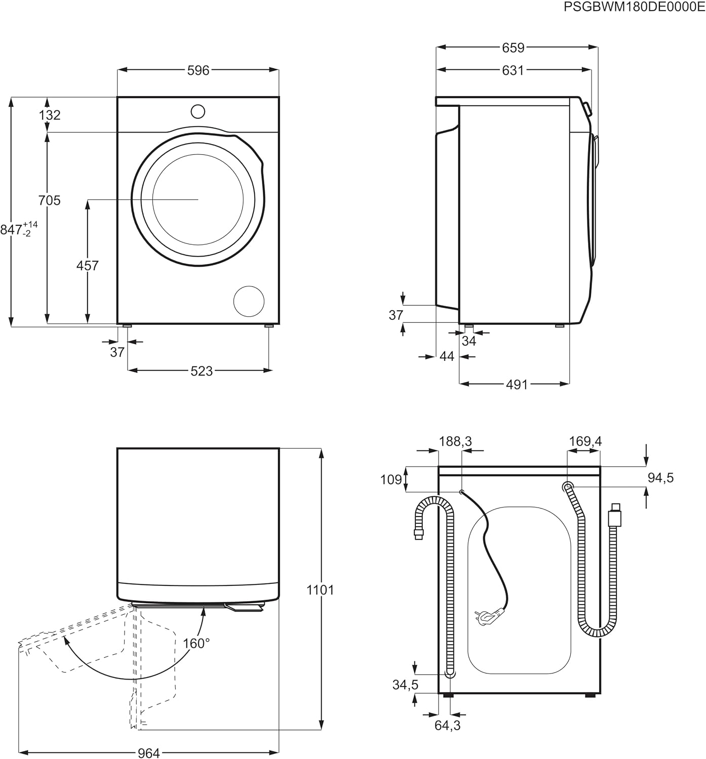 AEG Waschmaschine 9 kg, Serie 6000 ProSense: Mengenautomatik für automatische Anpassung von Waschdauer & Energieverbrauch, Startzeitvorwahl, Nachlegefunktion, Vollwasserschutz, 1400 U/min, L6AMZ49FL