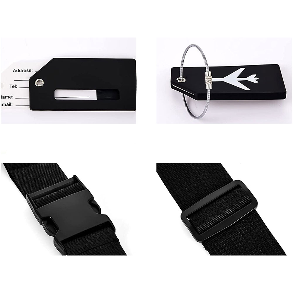 (2-tlg. Set) Kofferanhänger Luggage Tag mit Adressschild   Gepäckgurt - Blau
