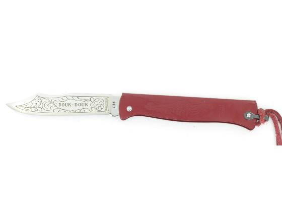 Douk Douk 200 Inox - Manche Acier Couleur ROUGE - GAINE CUIR Couteau de poche Le Thiers par Cognet Douk Douk
