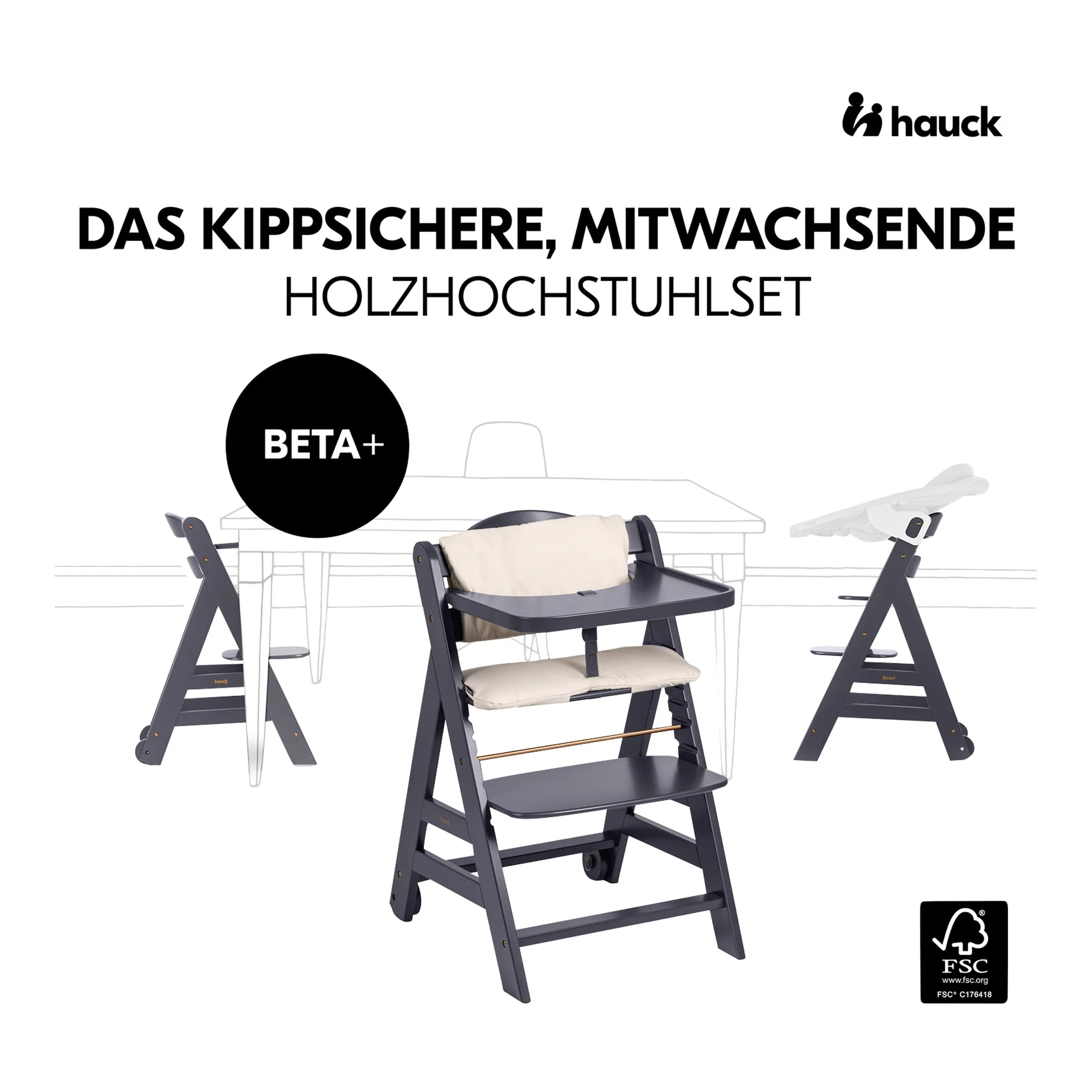 Hauck Hochstuhl Beta+ Dark Grey