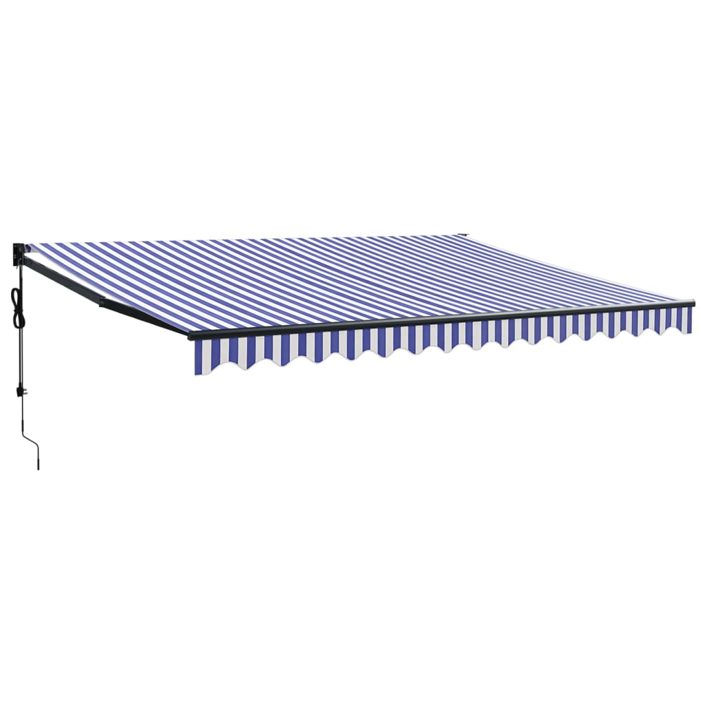 Auvent rétractable automatique bleu et blanc 4x3 m