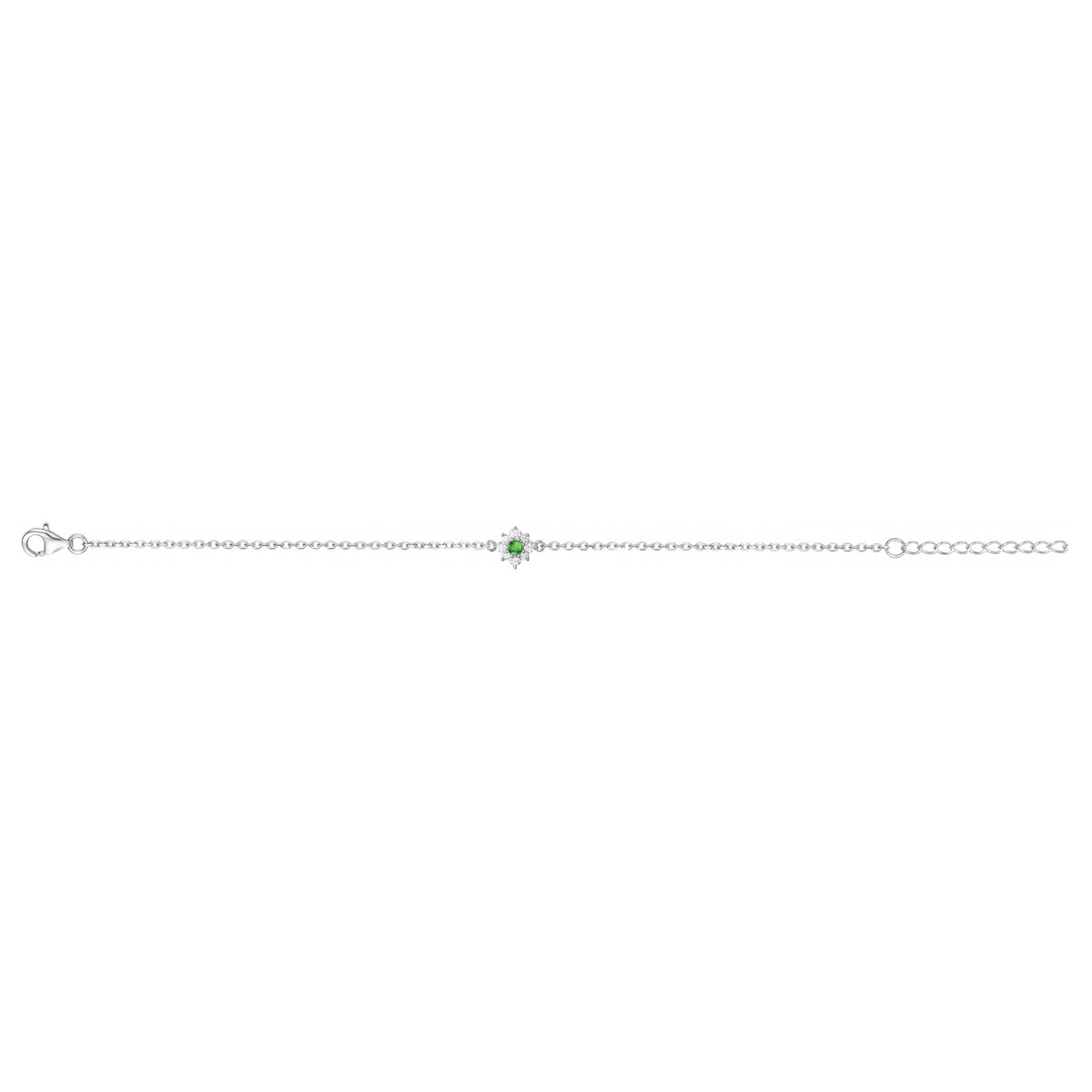 Bracelet en Argent avec oxyde de zirconium vert emeraude
