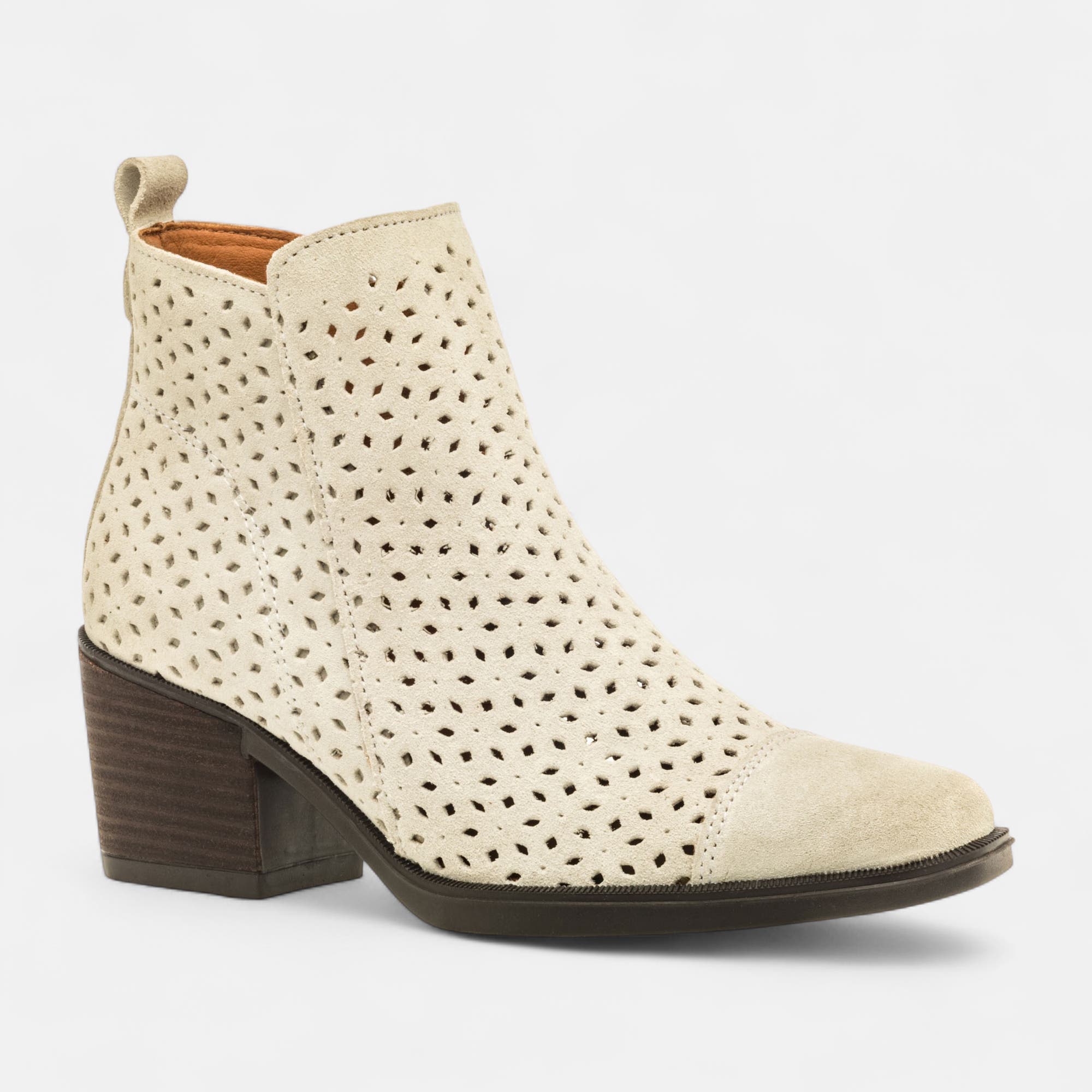 Bottines à talon Femme en cuir ecru