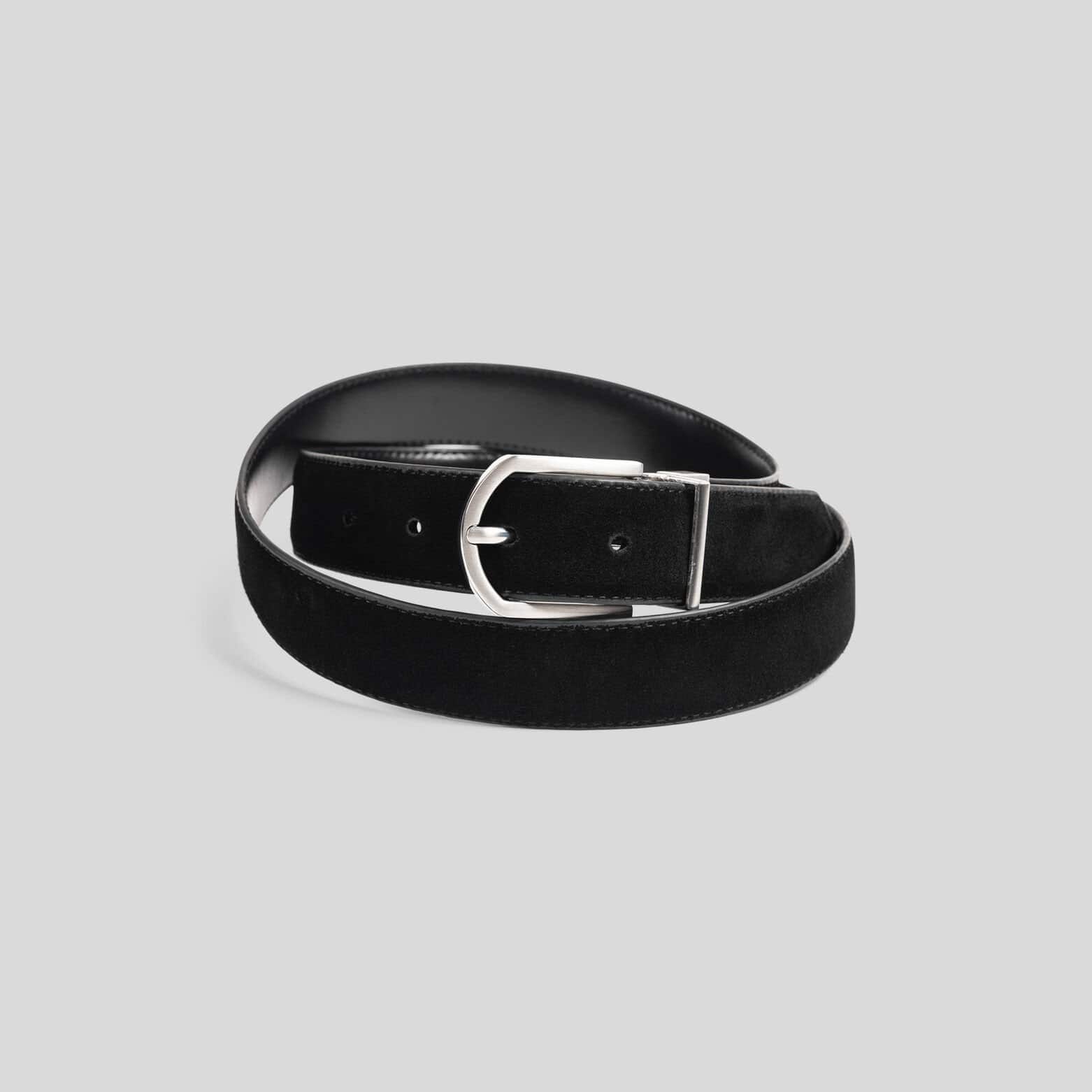 Ceinture réversible à boucle en Suède Noir