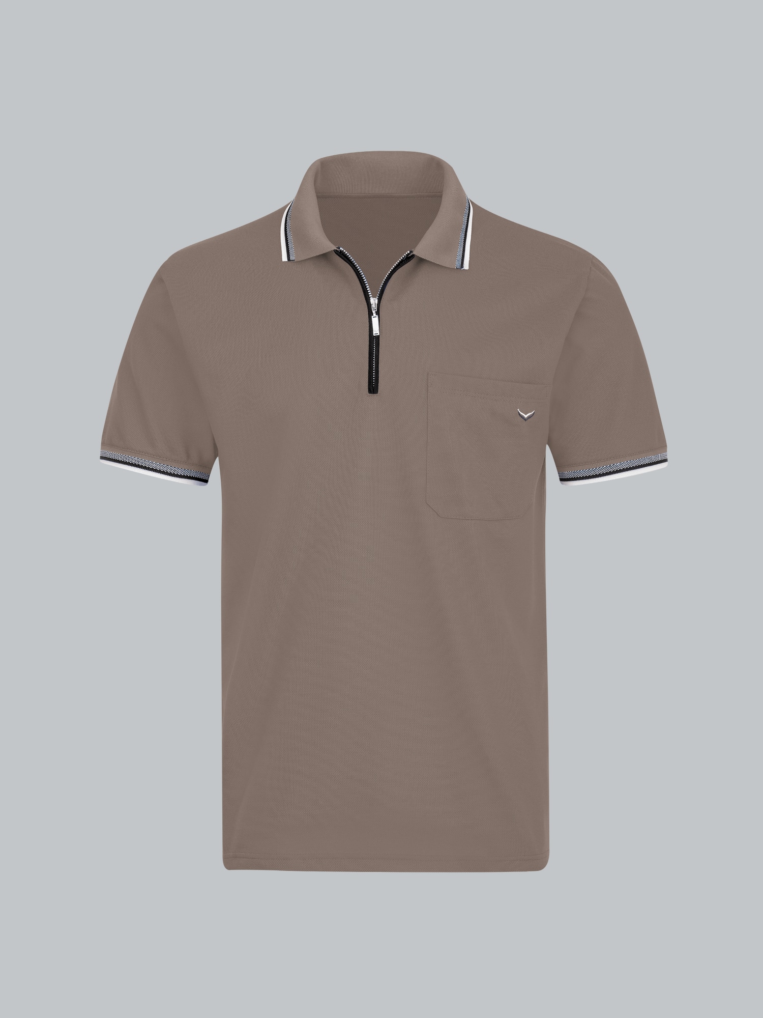 Poloshirt mit Reißverschluss Taupe