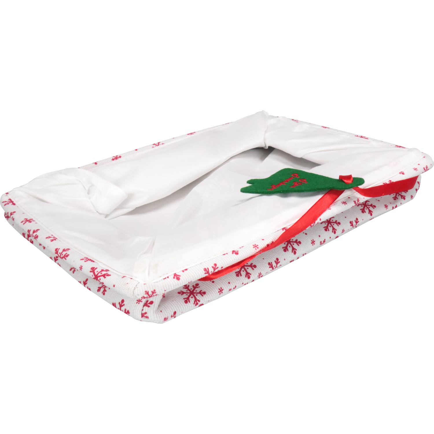 Mand, pE, 36x26x15cm, rechthoekig, rood/wit/groen
