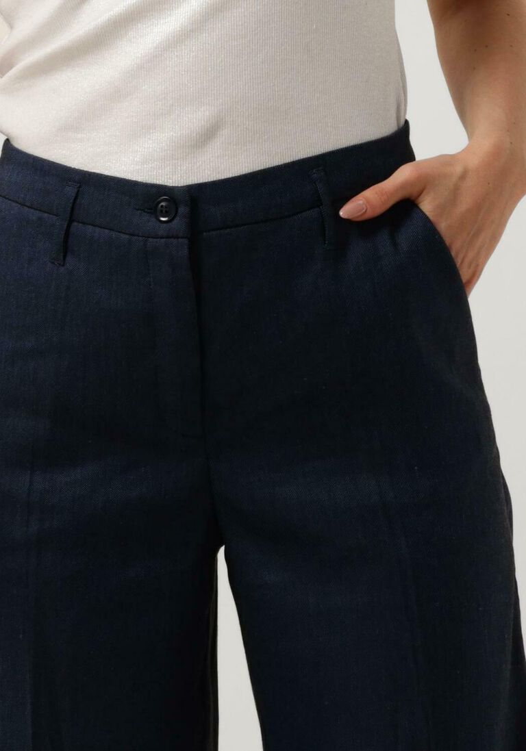 SUMMUM donkerblauwe summum wijde broek trousers linen blend