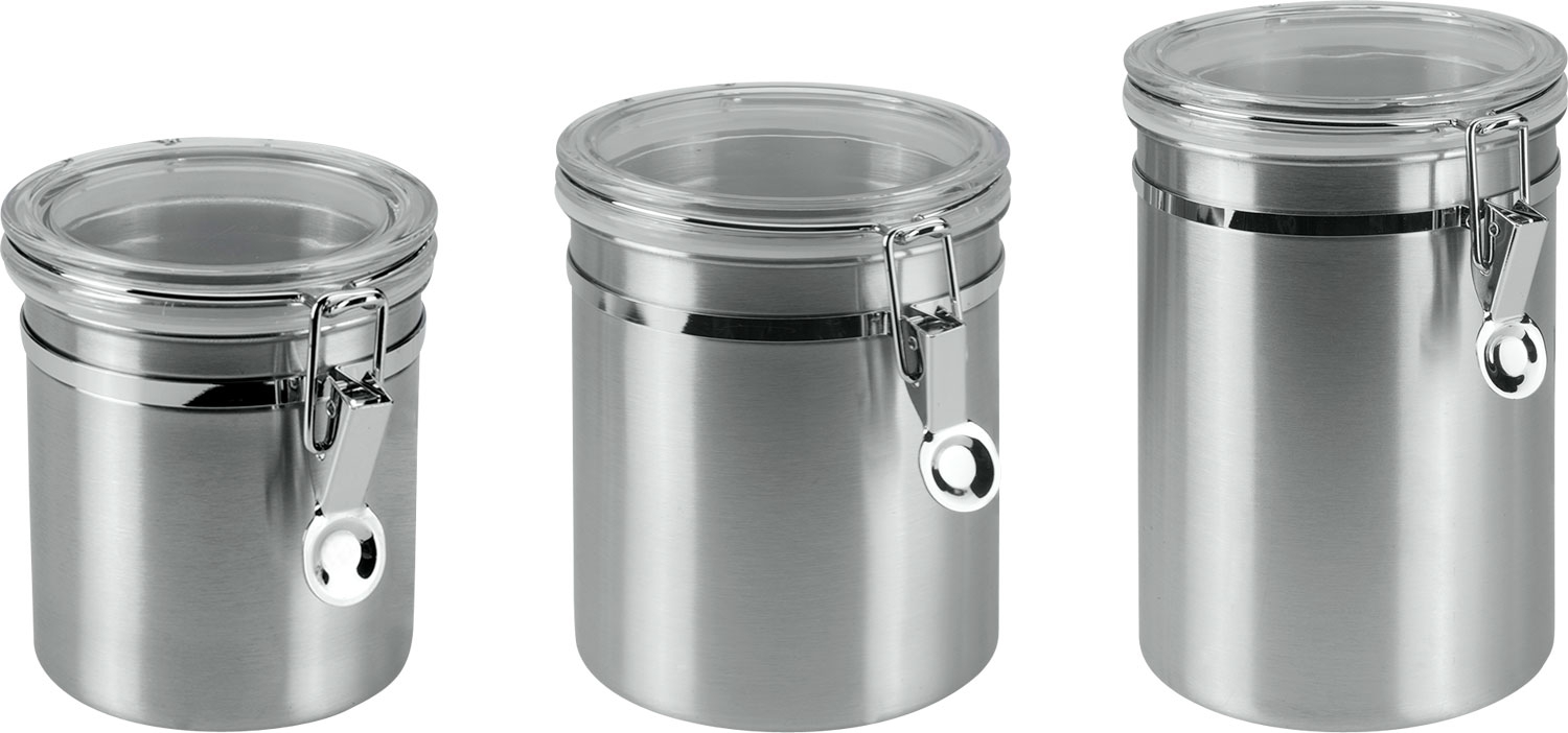 Metaltex Edelstahl Vorratsdose mit transparentem Deckel 2 Liter