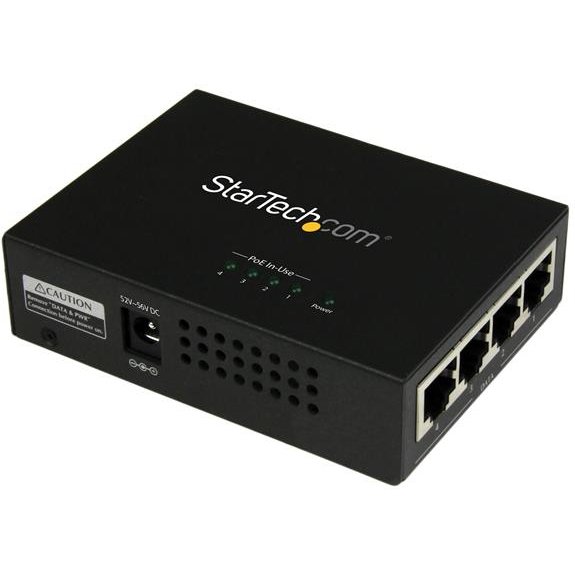 StarTech.com Injecteur PoE+ à 4 ports Gigabit - Midspan Power over Ethernet - 802.3at/af