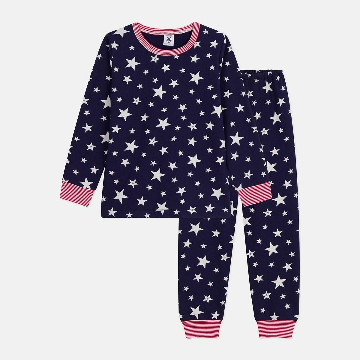 PETIT BATEAU<br>Pijama infantil de flanela com estampa de estrelas
