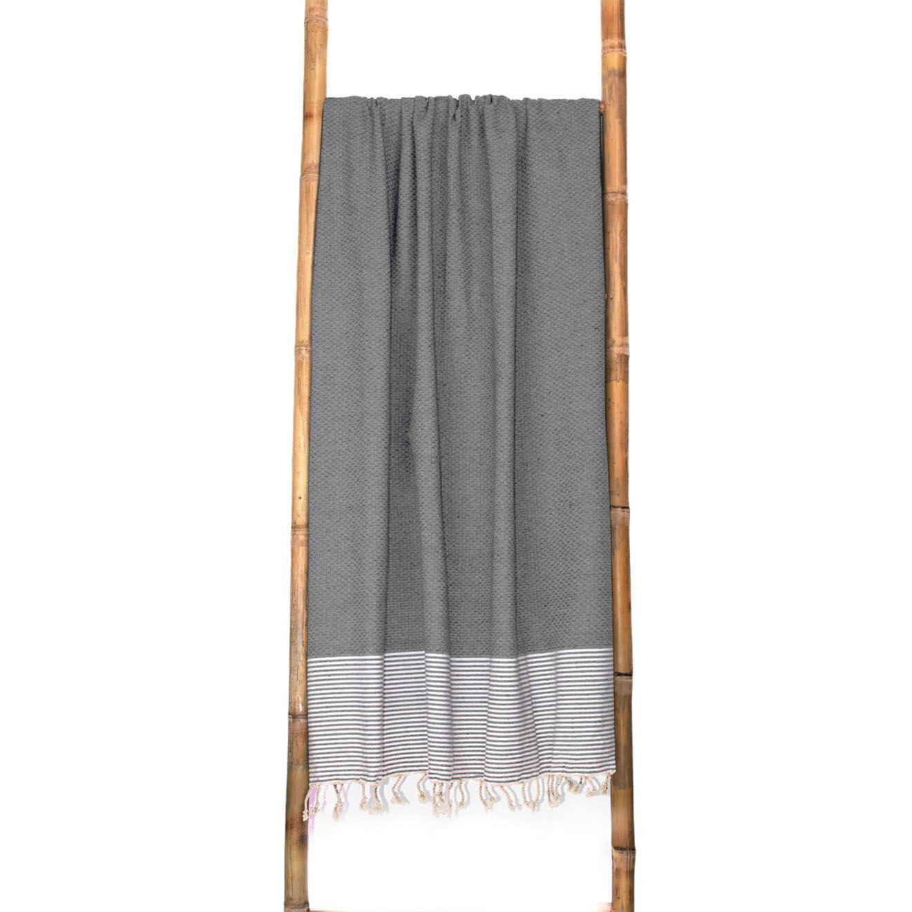 Febronie Fouta Famiglia XXL Nid d'Abeille Ibiza gris moyen -  200x200 cm