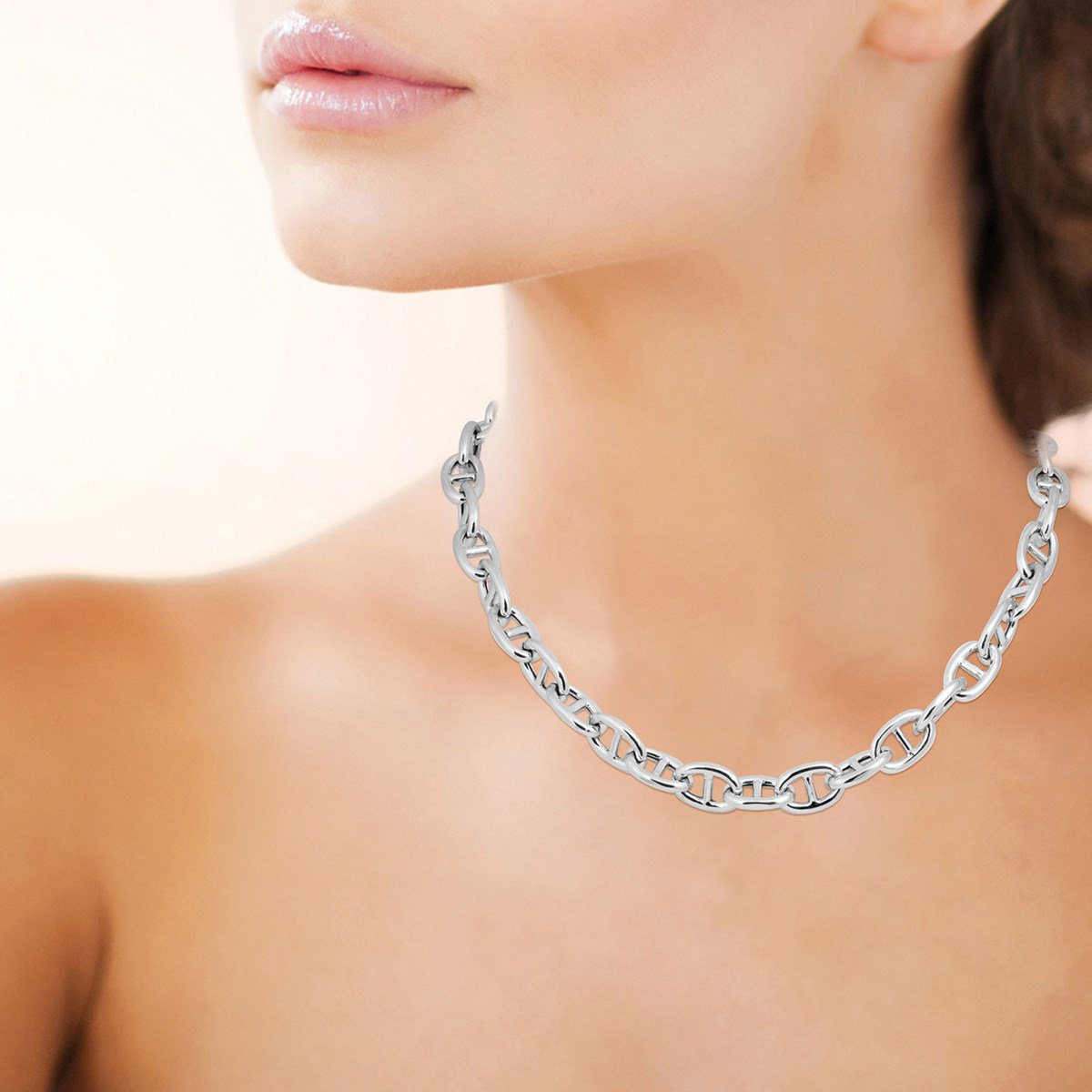 Collier Brillaxis argent rhodié maille marine